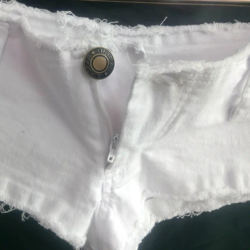Shorts Vaqueros Mujer Sexy | Micro Mini Denim Cintura Baja con Flecos Clubwear Vintage