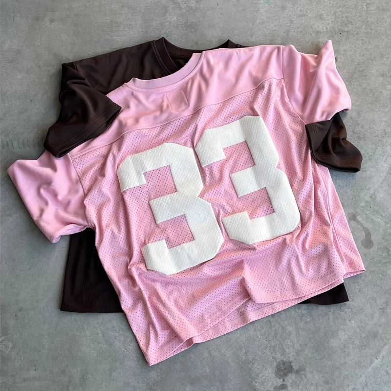 Camiseta Deportiva Unisex 2025 | Mesh Transpirable Estilo Y2K Retro Oversize