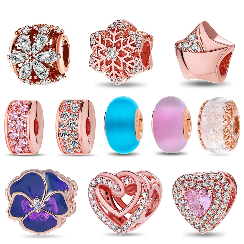 Charm Colgante Pareja Plata 925 y Oro Rosa | Compatible Pandora Original | Pulsera o Collar Mujer