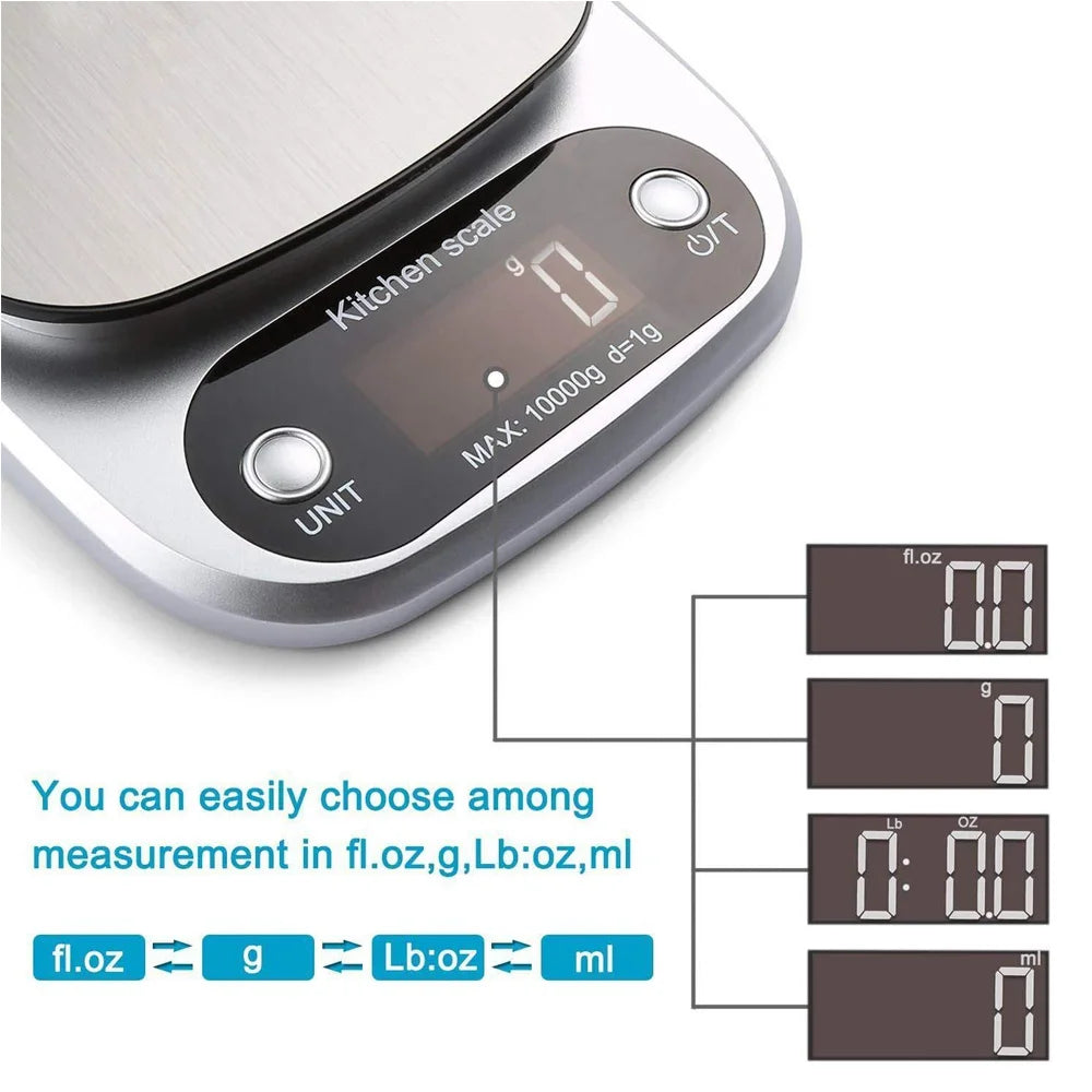 Balanza de Cocina Digital Alta Precisión 3/5/10kg | Báscula Electrónica para Alimentos, Repostería y Joyería con Pantalla LCD