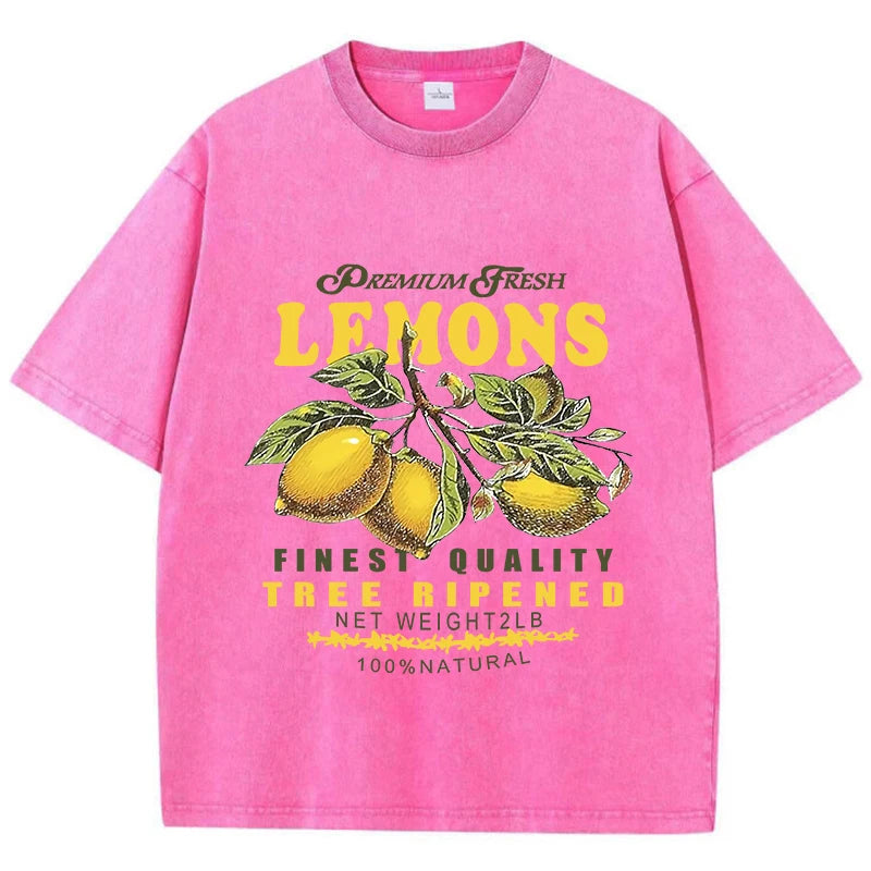 Camiseta Oversize Estampado Limones | T-Shirt Vintage Algodón Casual Verano
