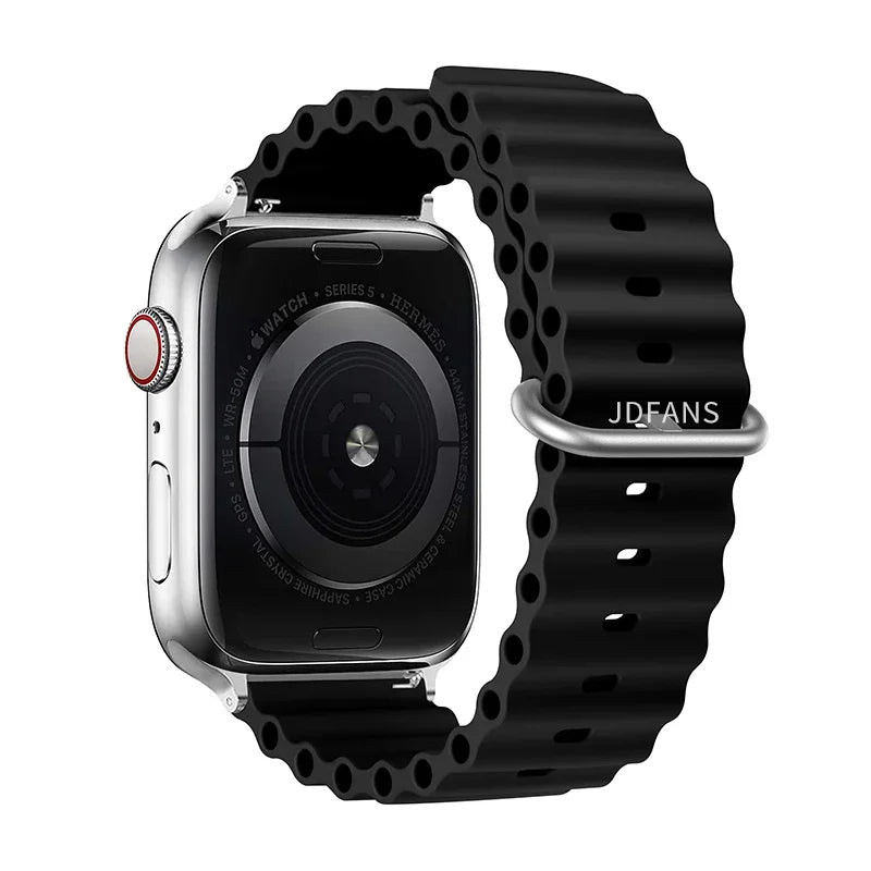 Correa Ocean Band Compatible con Apple Watch | Pulsera Deportiva Ajustable 49mm 45mm 44mm 41mm 40mm Series SE 3 6 7 8 9 10 Ultra