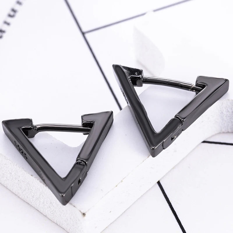 Aretes Punk de Acero Inoxidable Negro – 1 Par de Pendientes Unisex Estilo Hip Hop Vintage