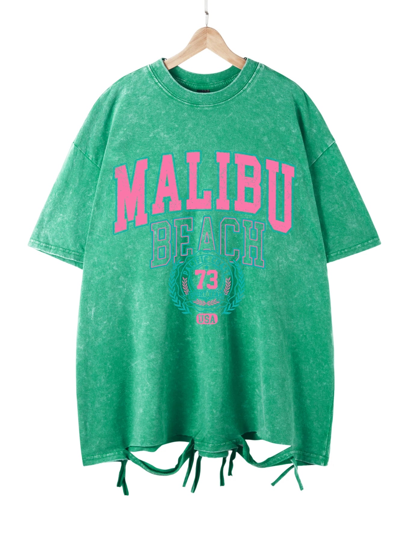 Camiseta Oversize Malibu Beach | T-Shirt Algodón Estampado Letras Estilo Lavado