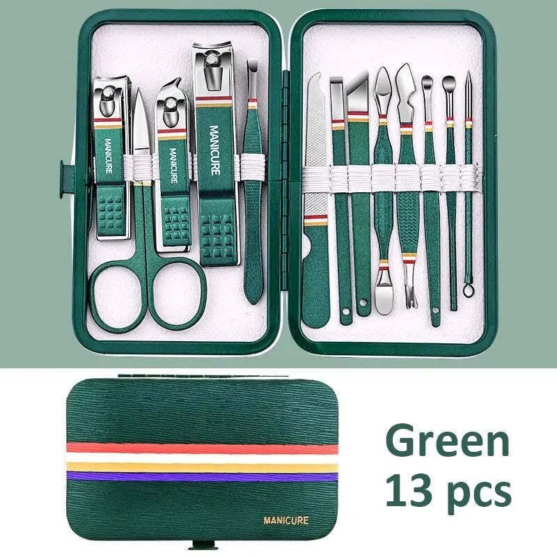 Set de Manicure y Pedicure Portátil 6-18 Piezas Ouriner | Kit de Cuidado Personal con Tijeras de Cejas y Cortauñas