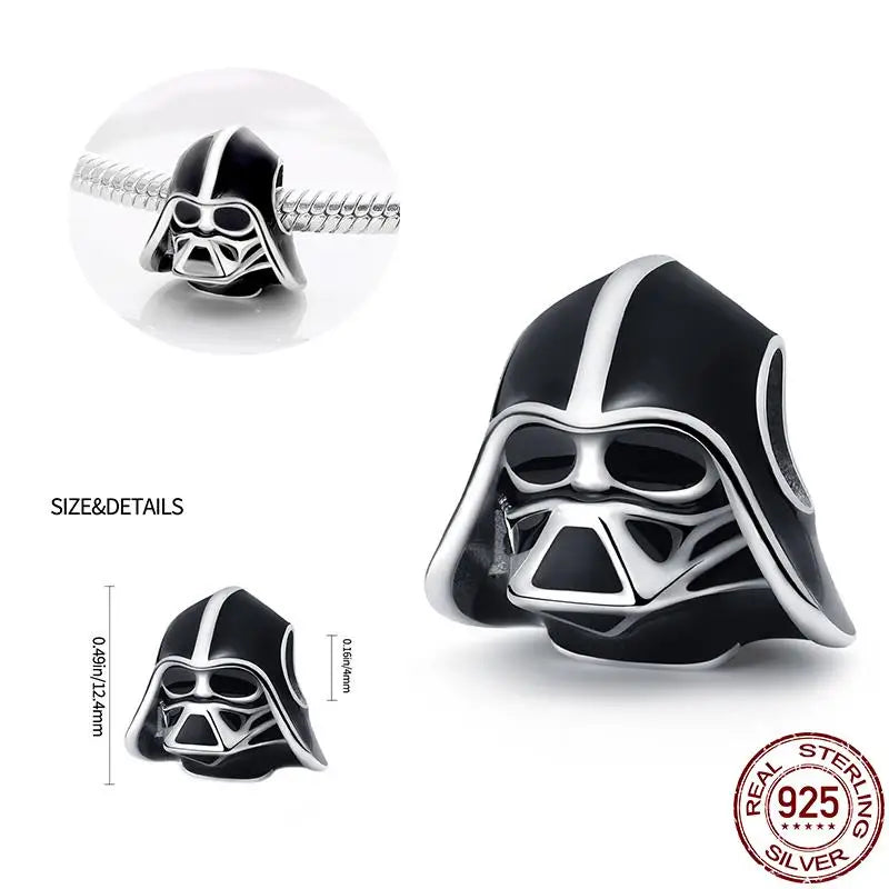 Charm Star Wars Mandalorian en Plata 925 – Abalorio Yoda y Casco Mandalorian para Pulsera Original Mujer