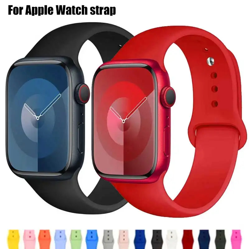 Correa de silicona para Apple Watch – Compatible Ultra 2, Series 9-3, SE (38mm-49mm)