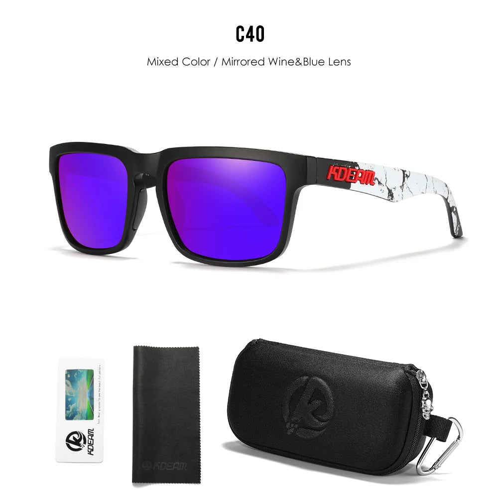 Gafas de Sol Polarizadas KDEAM Unisex | Diseño Cuadrado Casual con Estuche Rígido