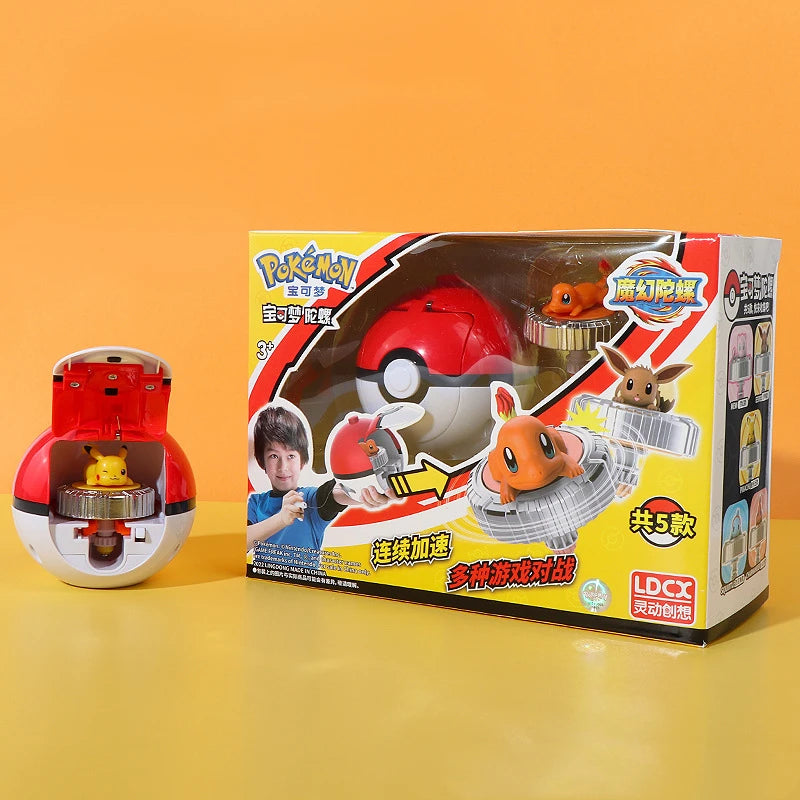 Juguete Pokémon Magic Gyro – Pikachu, Charmander y Poké Ball Giratoria de Combate para Niños