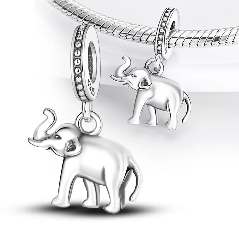 Charm de Plata 925 Animales – Dinosaurio, León, Lobo, Tigre, Conejo | Compatible con Pulsera Pandora