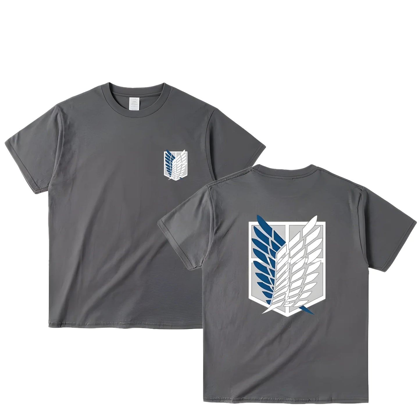 Camiseta Oversize Attack on Titan – T-shirt “Wings of Freedom” Mikasa & Eren, Algodón, Manga Corta, Cuello Redondo, Verano