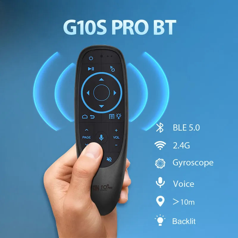 Control remoto G10S Universal – Inalámbrico 2.4G con voz, giroscopio, retroiluminado y función IR para Android TV y PC