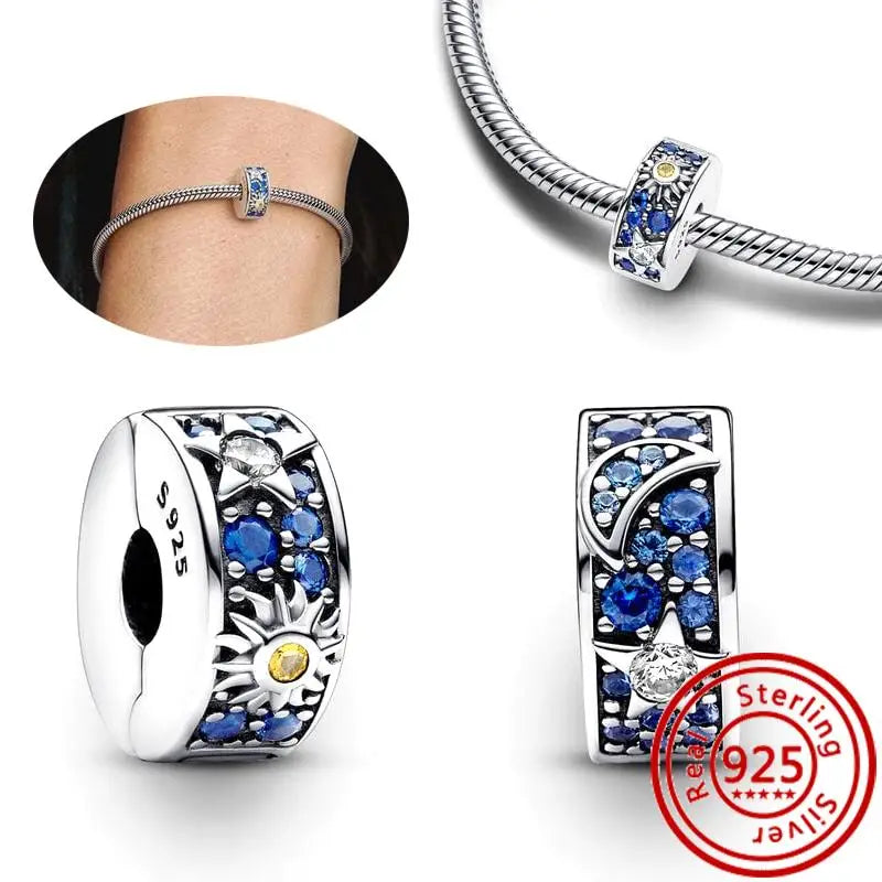 Charm Espacio y Galaxia en Plata 925 – Abalorios Astronauta, Planeta y Estrellas para Pulsera Original Mujer