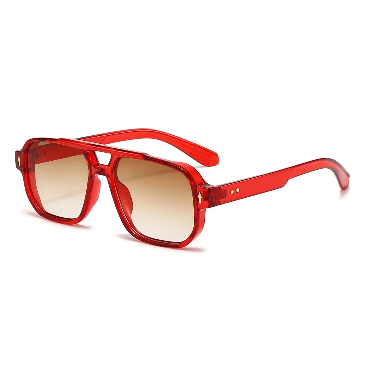 JNPCXI Gafas de Sol Vintage Hombre Doble Puente | Lentes Verdes UV400 Cuadradas con Detalles de Remaches