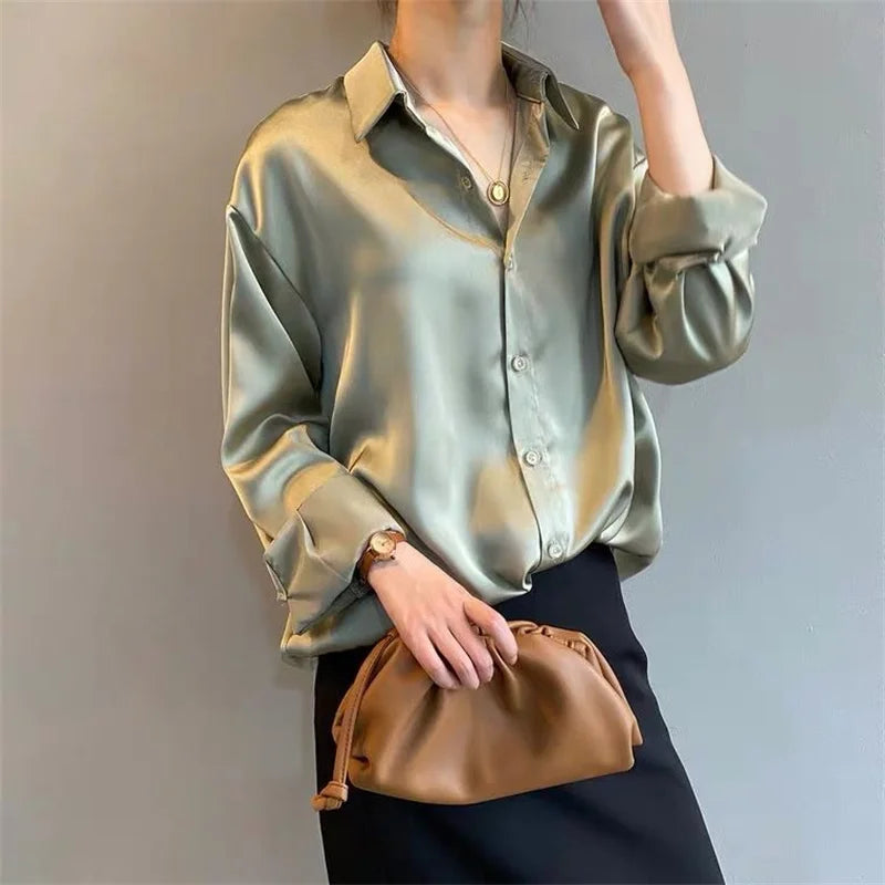 Blusa Mujer Primavera Otoño | Camisa Casual Manga Larga Cuello Clásico Elegante