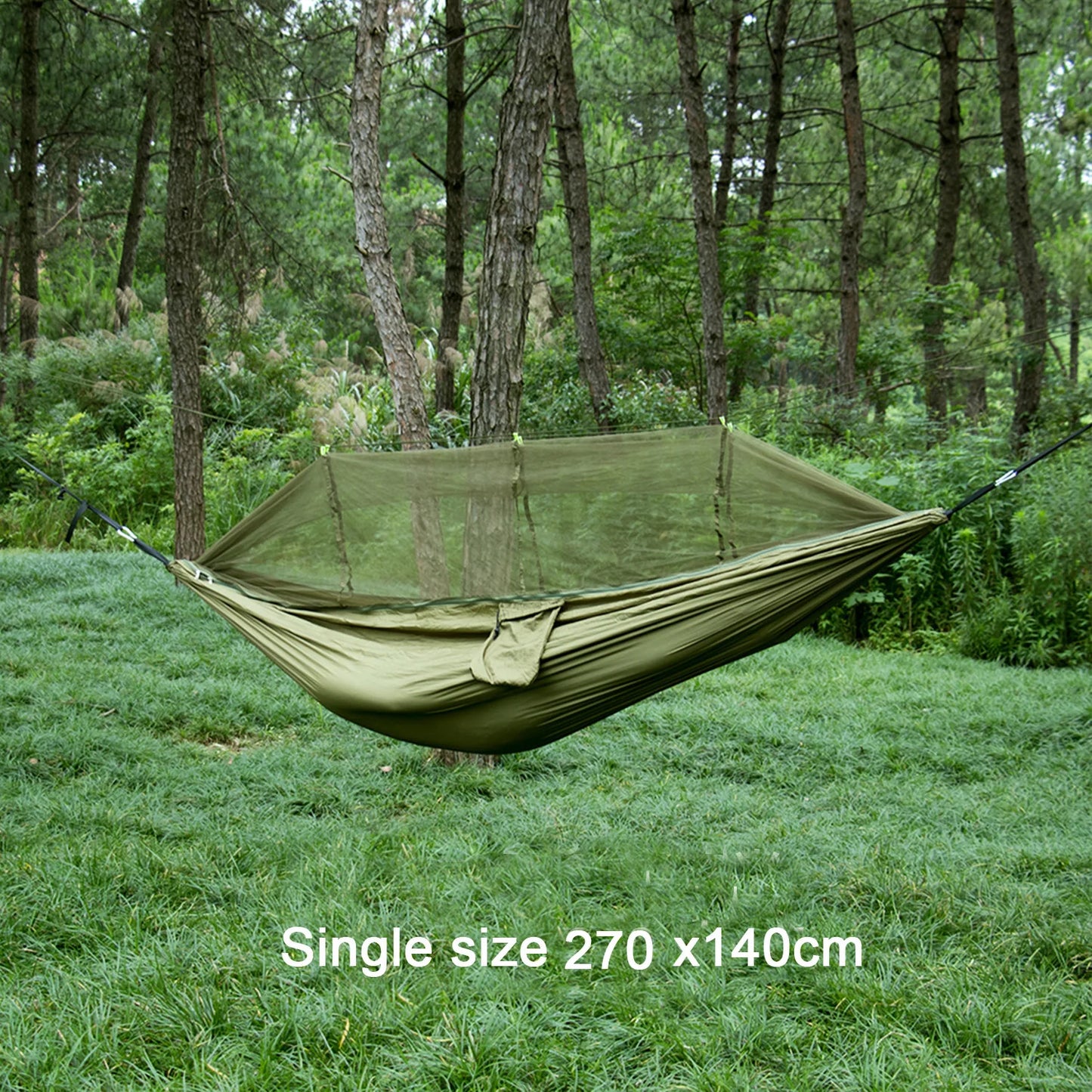 Hamaca Portátil con Mosquitera – Nylon Ligero para Camping y Viajes | Tamaño Individual y Doble