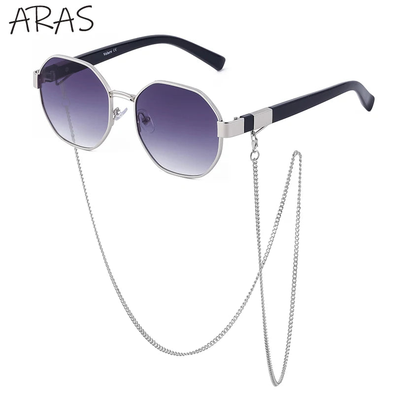 Gafas de Sol Poligonales con Cadena para Mujer | Tendencia 2025 Lujo y Estilo Único