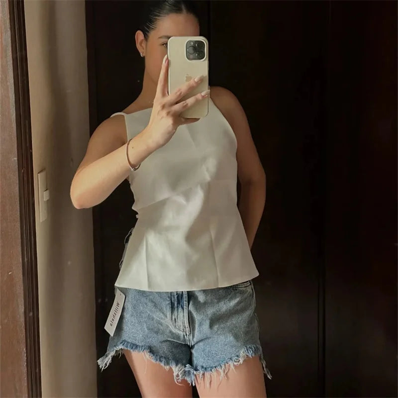 Top Mujer Sexy 2025 | Crop Top Sin Espalda con Tirantes Elegante Fiesta Verano