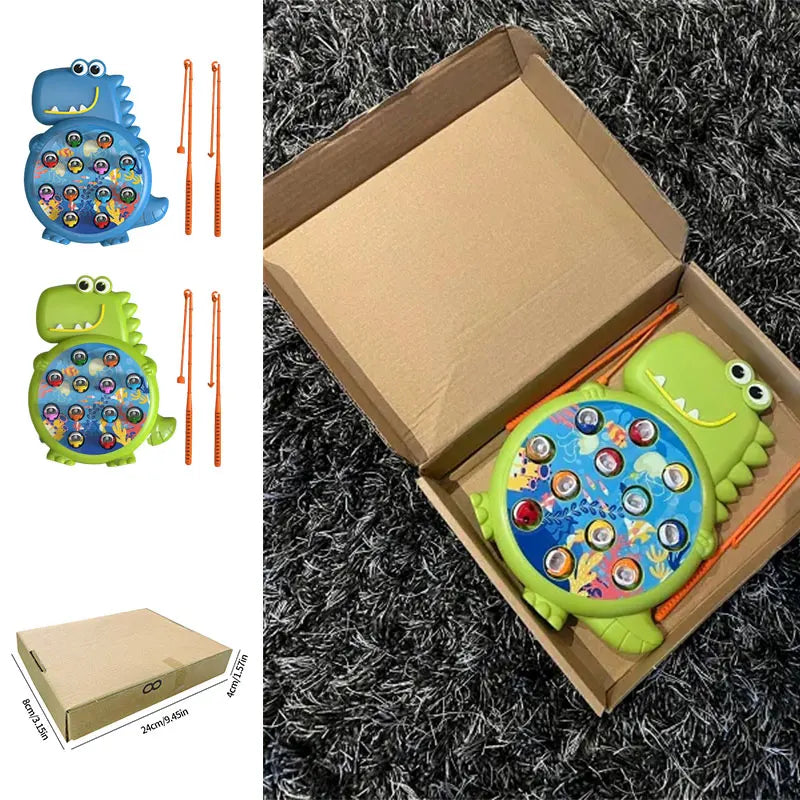 Juguete de Pesca Magnética Dinosaurio – Juego Educativo Montessori con Caña para Niños y Bebés