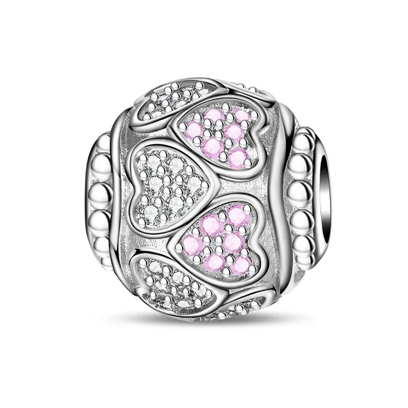 Charm Plata 925 Colgante Rosa Mariposa Corazón Flor Pájaro | Dije Para Pulsera Pandora Compatible