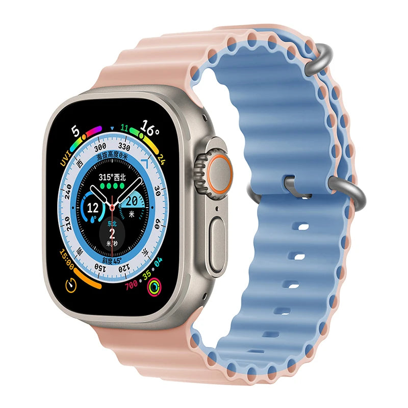 Correa Ocean de silicona para Apple Watch – Compatible Ultra 2, Series 10-5 (38mm-49mm)