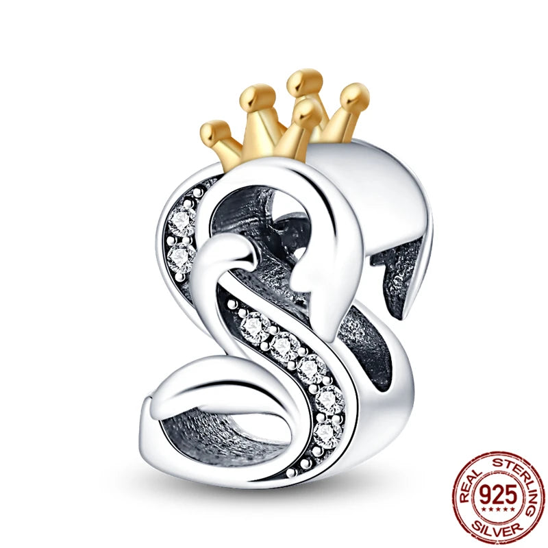 Charm letra A-Z en plata 925 – Abalorio inicial alfabeto para pulseras o collares tipo Pandora, joyería personalizada mujer