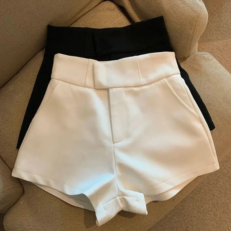 Shorts Mujer Elegantes Negros | Tiro Alto Estilo Harajuku A-Line Slim Fit Casual y Sexy