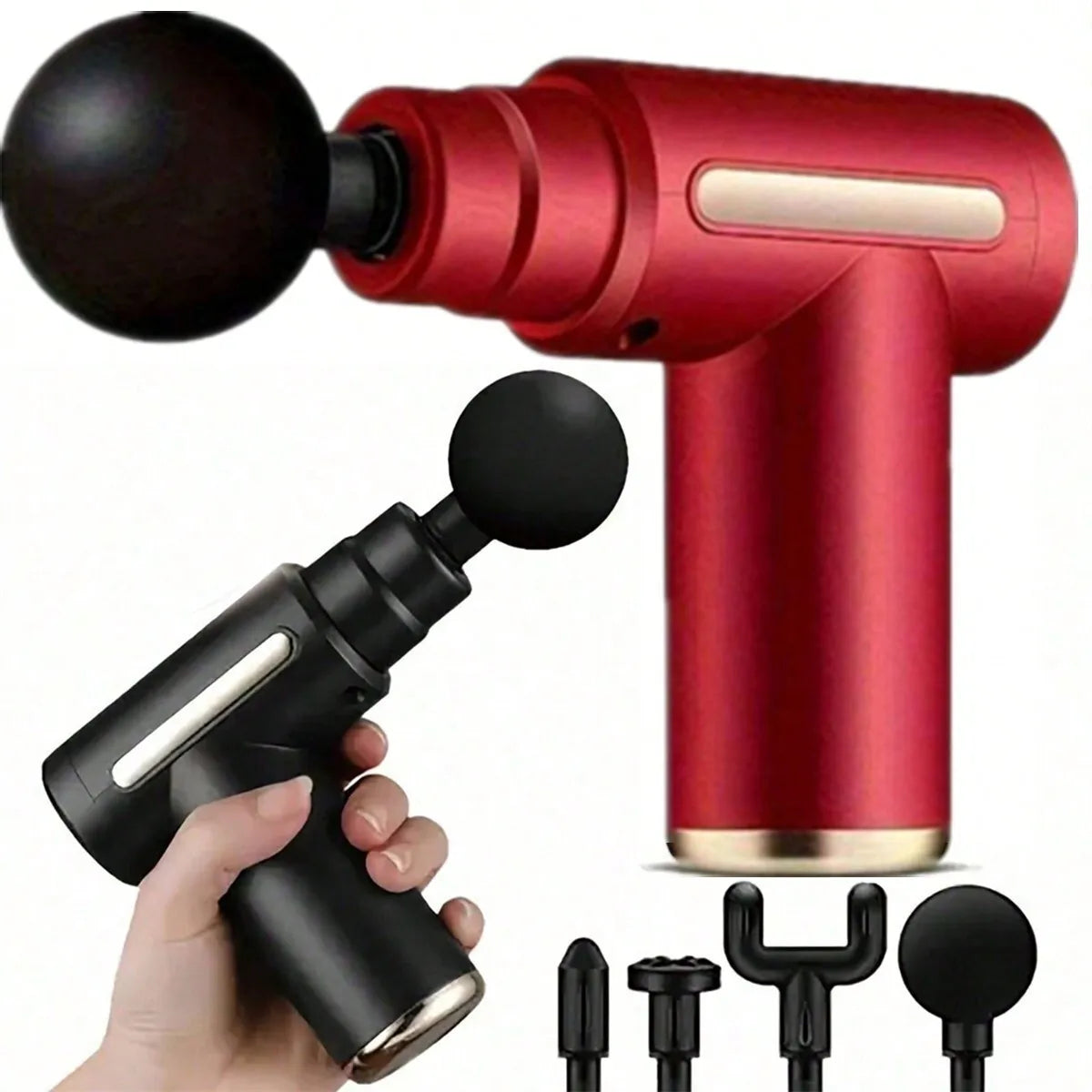 Masajeador portátil de percusión – Pistola de masaje muscular profunda recargable USB para cuello, espalda y cuerpo completo