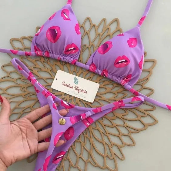 Bikini Mujer Estampado | G-String Sexy 2 Piezas Verano Playa Vacaciones