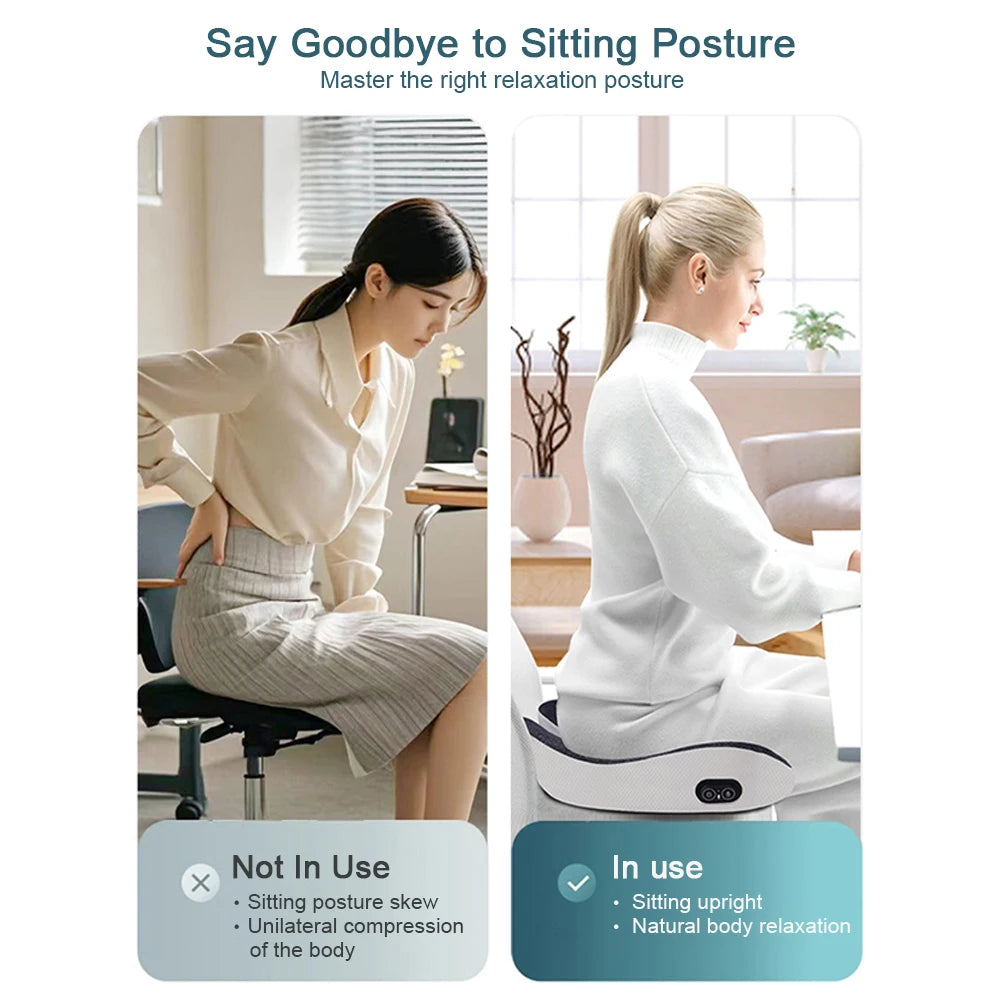 Cojín Masajeador Eléctrico con Vibración | Almohadilla de Masaje para Cadera, Espalda y Lumbar con Soporte Ergonómico
