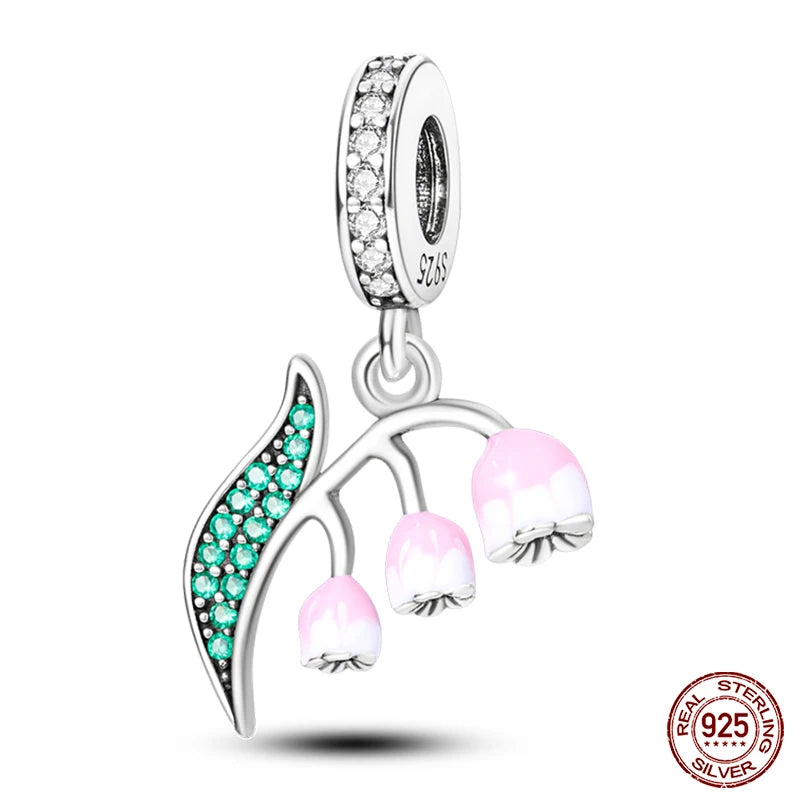 Charm de Plata S925 Mariquita de Siete Puntos y Trébol de la Suerte – Abalorio Colorido y Brillante para Pulseras Originales