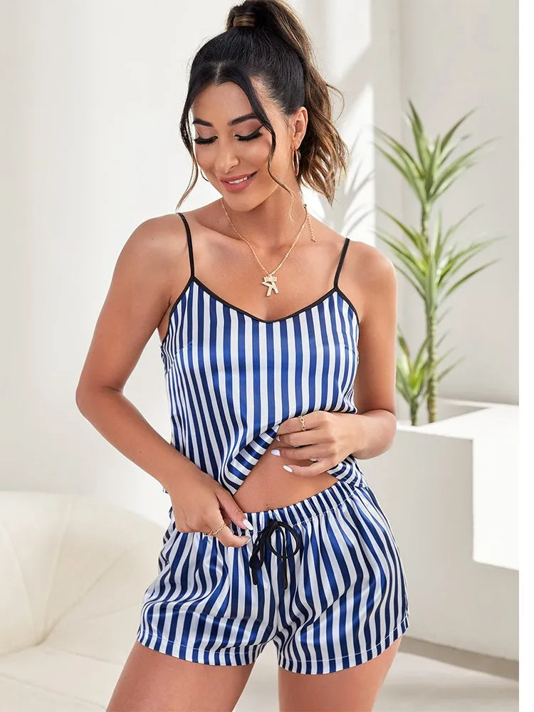 Pijama Mujer Sexy Verano 2 Piezas | Conjunto Estampado Tirantes + Shorts