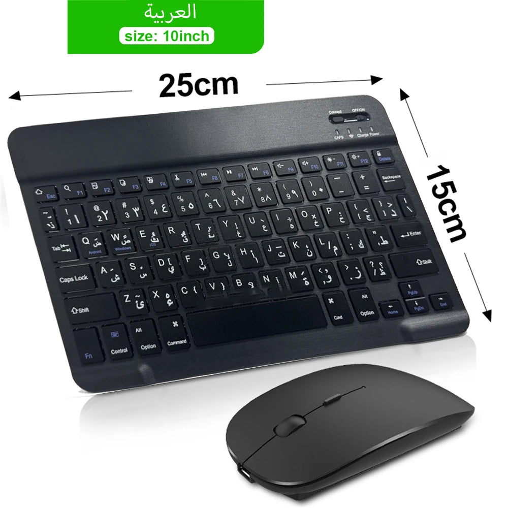 Teclado y Ratón Inalámbrico Bluetooth Universal – Compatible con iOS, Android y Windows, para iPad, Tablet y Laptop (Español, Coreano, Portugués, Ruso)