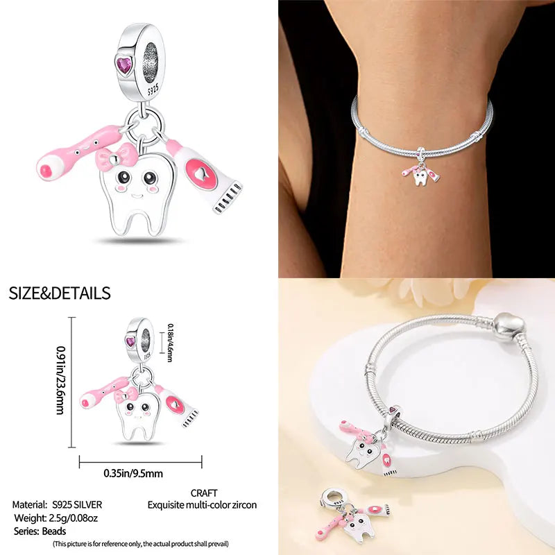 Charm Profesional Médico en Plata 925 | Profesora/Docente | Compatible con Pulsera Pandora Original