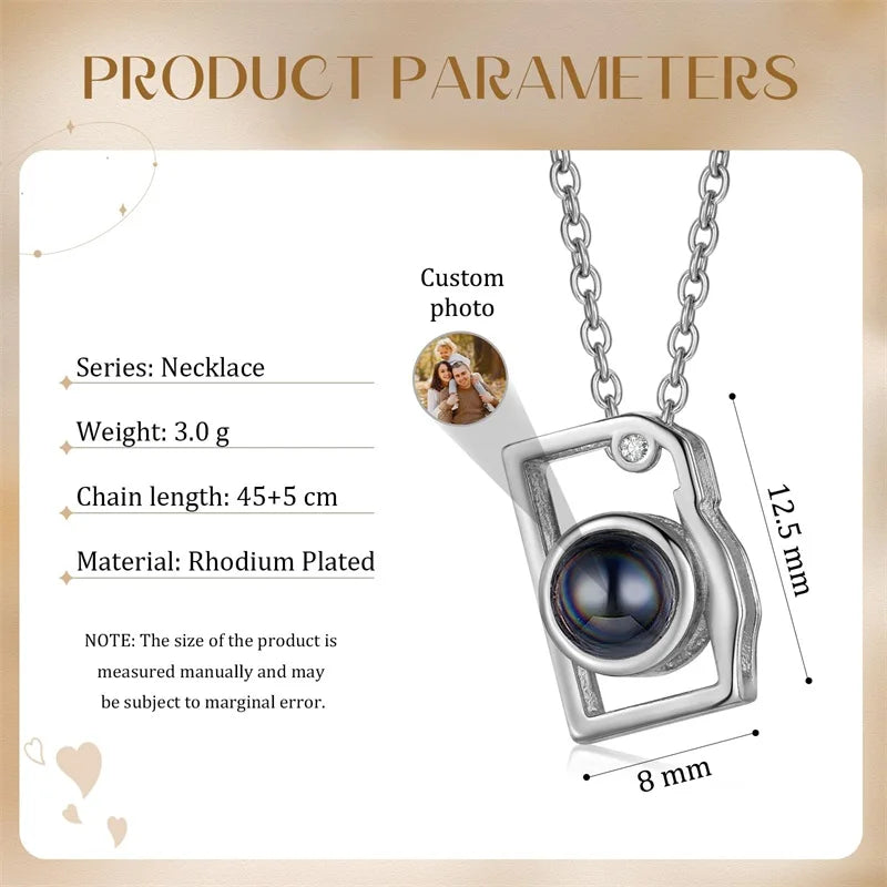 Collar personalizado con foto â Dije proyector de imagen para mujer, joyerĂa Ășnica y regalo especial