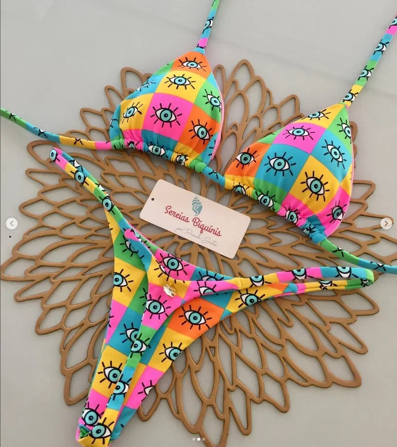Bikini Sexy Mujer 2025 | Halter Lace-Up Y2K Playa y Piscina