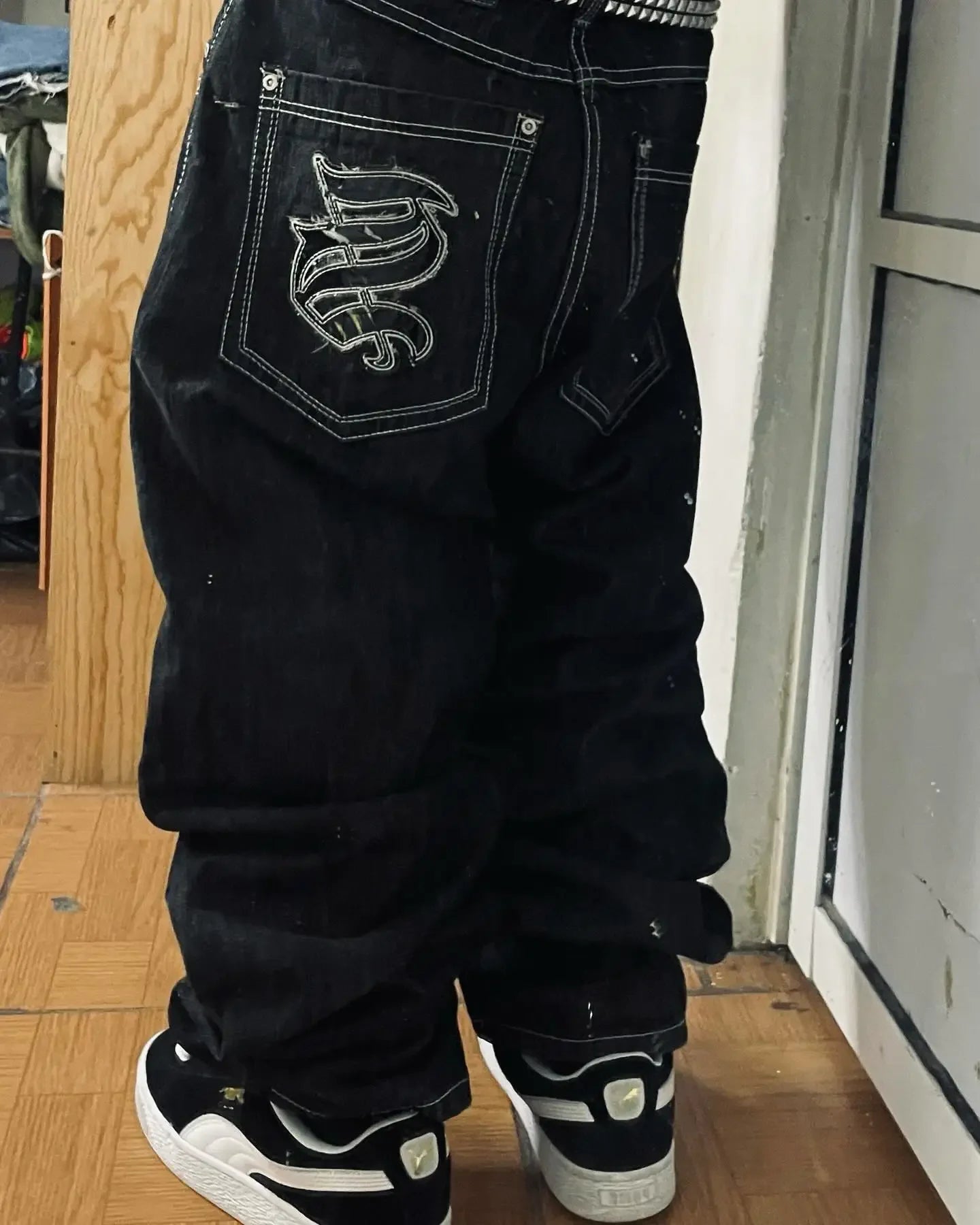 Jeans Oversize Y2K Phantom Unisex | Pantalones Baggy Estilo Hip Hop Streetwear con Parche Bordado Araña Gótico Retro