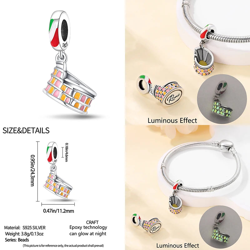 Charm Torre Eiffel plata 925 – Colgante de edificio emblemático para pulsera tipo Pandora mujer