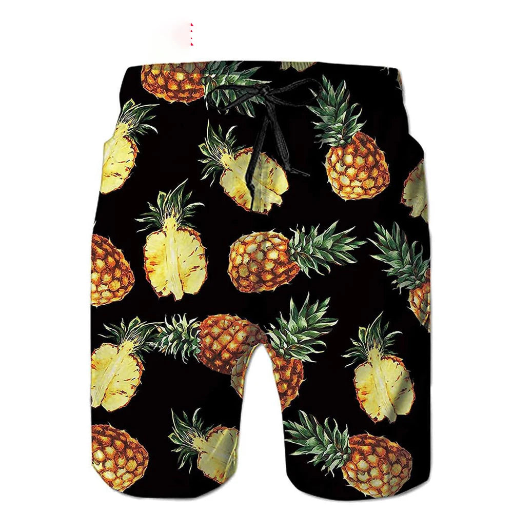 Bañador Hombre Piña Divertida – Shorts de Playa y Surf | Pantaloneta Deportiva Verano Secado Rápido