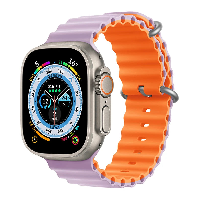 Correa Ocean de silicona para Apple Watch – Compatible Ultra 2, Series 10-5 (38mm-49mm)