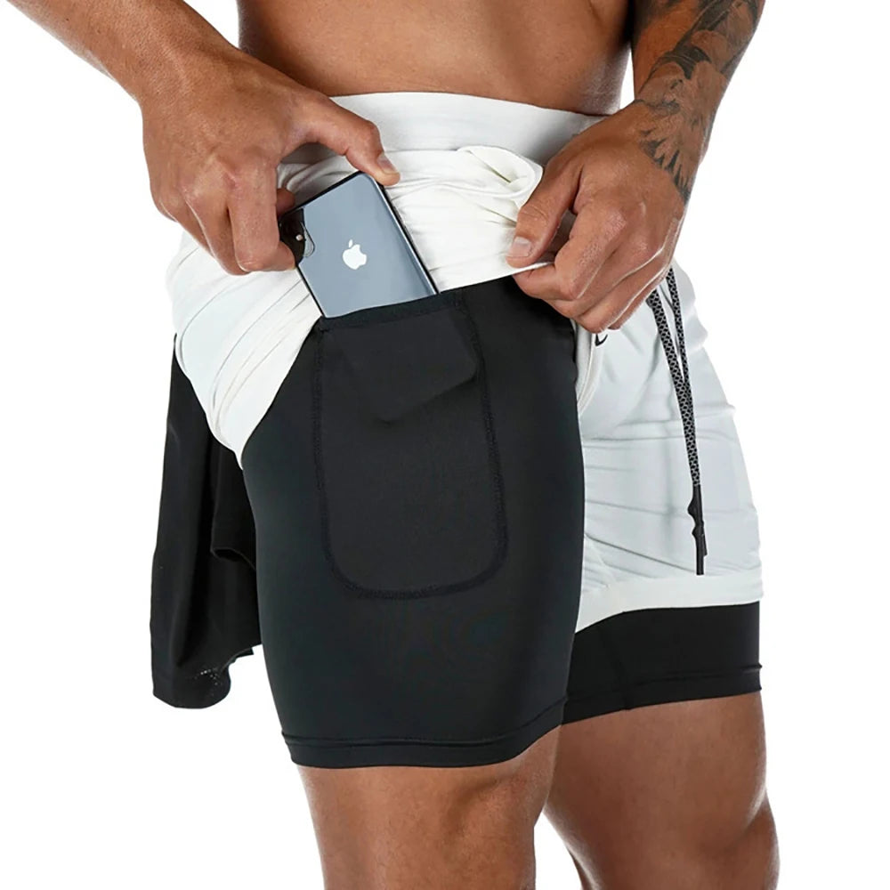 Shorts 2 en 1 para Hombre – Pantalones Deportivos de Doble Capa, Gym, Fitness, Running y Entrenamiento, Jogging Shorts Masculinos