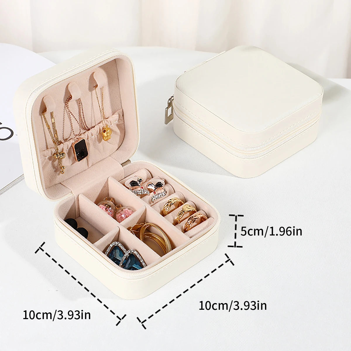 Estuche de Viaje para Joyería | Caja Organizadora de PU Leather | Mini Joyero Portátil para Anillos, Pendientes, Pulseras y Collares