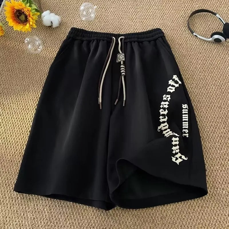 Shorts Veraniegos Hombre 2025 | Estilo Retro con Estampado de Letras y Corte Oversize