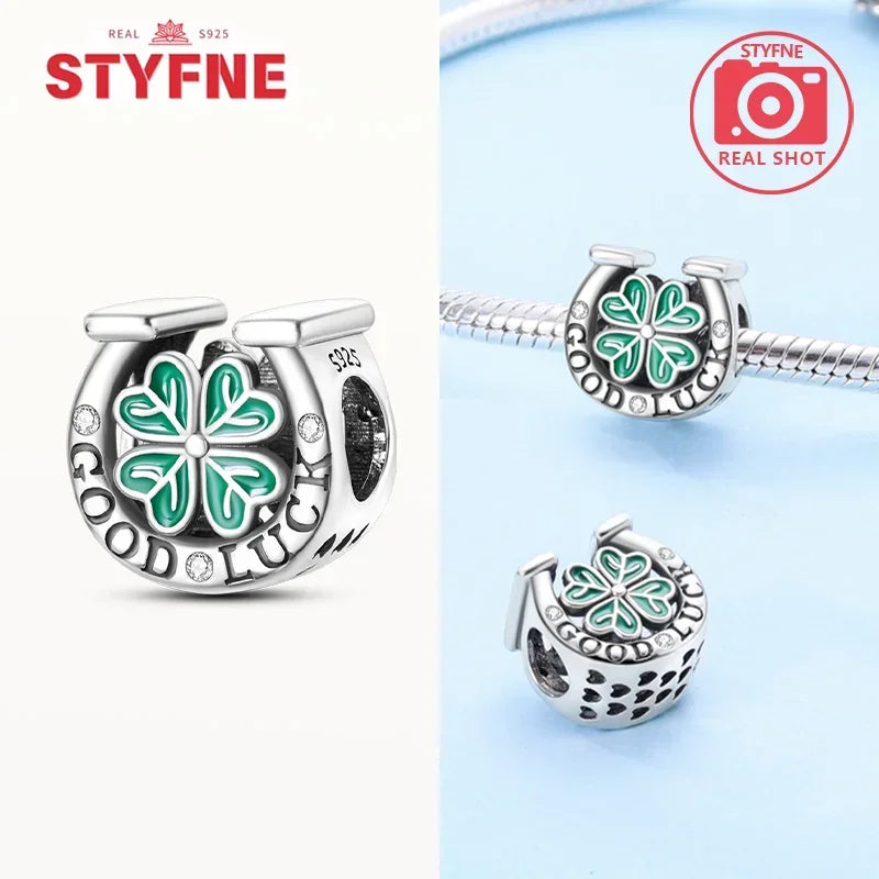 Charm Trébol de Cuatro Hojas en Plata 925 – Abalorios Suerte para Pulseras Originales Mujer