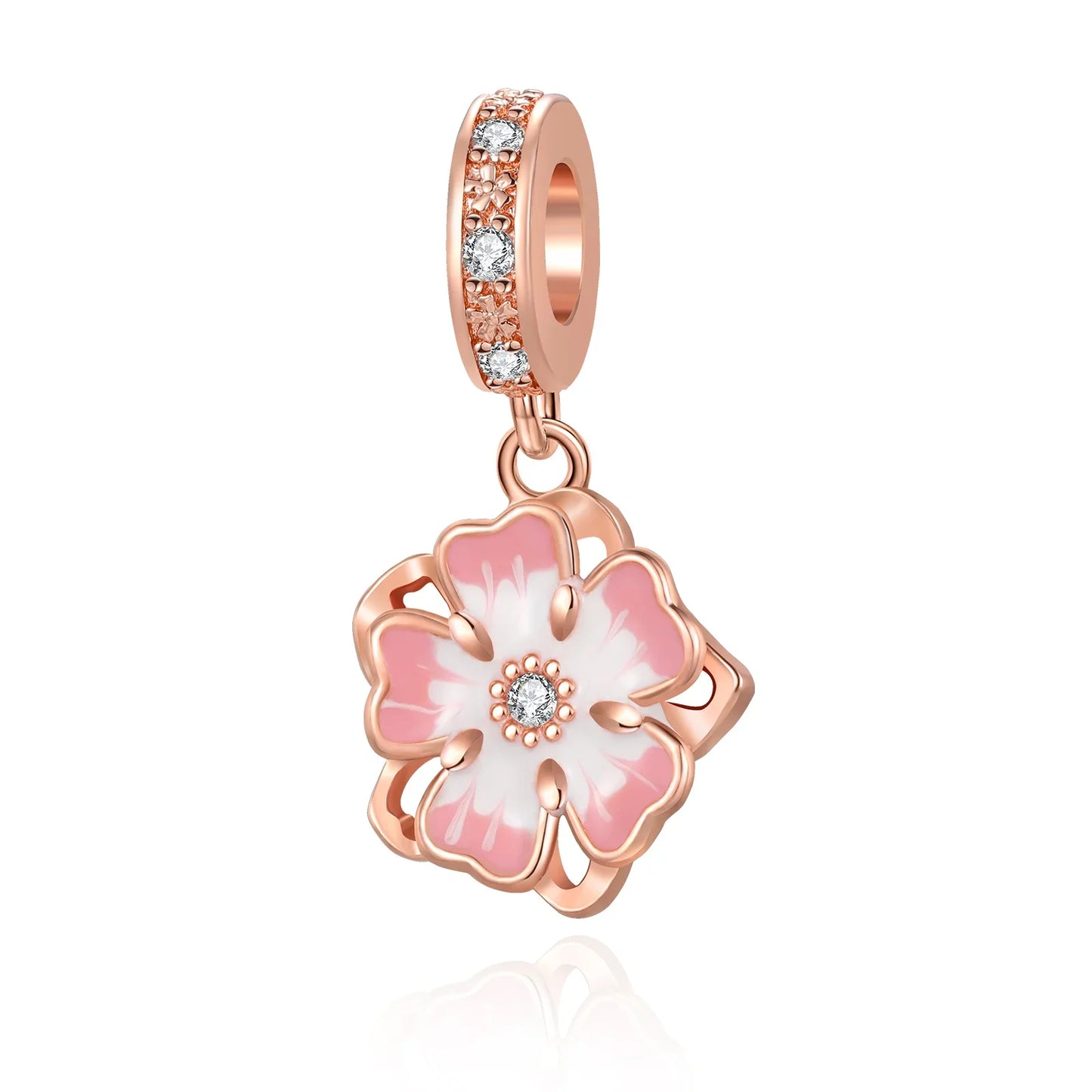 Charm Plata 925 Colgante Rosa Mariposa Corazón Flor Pájaro | Dije Para Pulsera Pandora Compatible