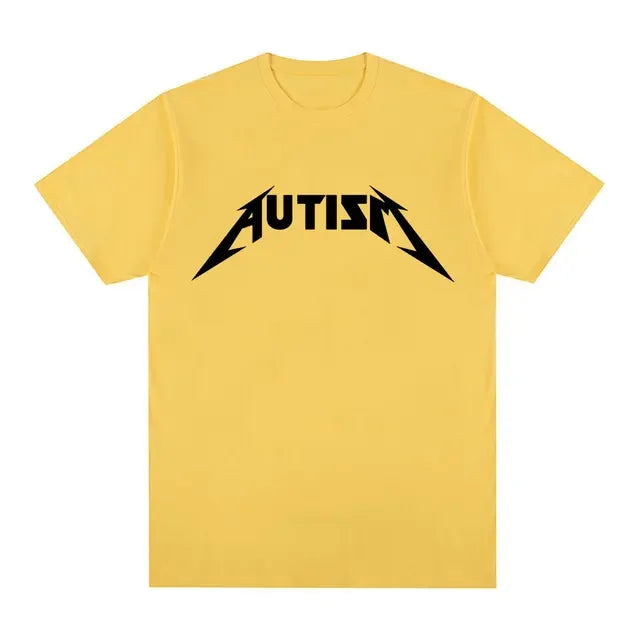 Camiseta Autism Metal Rock Meme | Hombre y Mujer | Hip Hop Oversized Manga Corta Verano