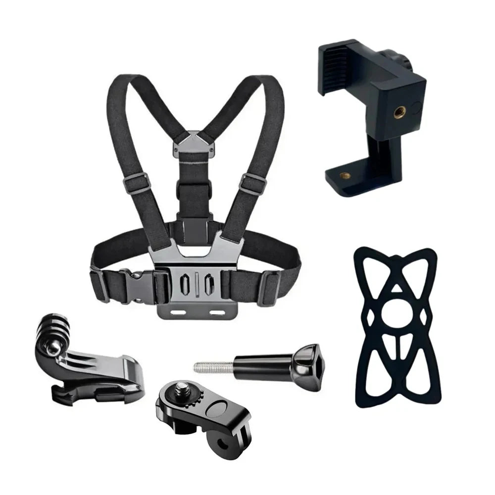 Arnés de pecho con soporte giratorio para smartphone – Compatible con iPhone, GoPro Hero 12/11/10/9, Insta360 X3 y DJI