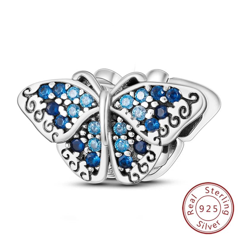 Charm de Plata 925 Luciérnaga y Mariposa Luminoso – Abalorio Brillante para Pulseras Originales