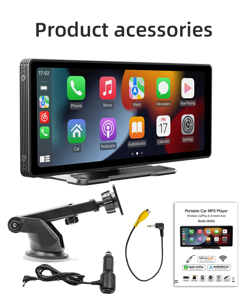 BQCC Radio Multimedia Universal 10.26” – Pantalla CarPlay Inalámbrico para Apple & Android con WIFI y Reproductor de Video