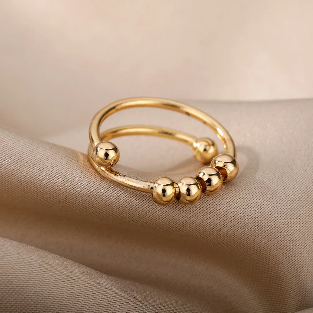 Anillo Giratorio Anti Estrés de Acero Inoxidable – Spinner Ring Unisex para Ansiedad y Relajación